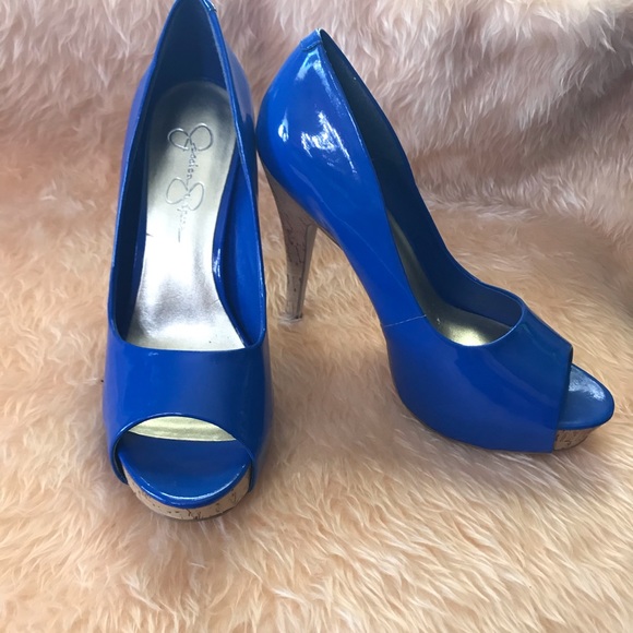 Jessica Simpson Open Toe Blue Heels - Picture 3 of 13